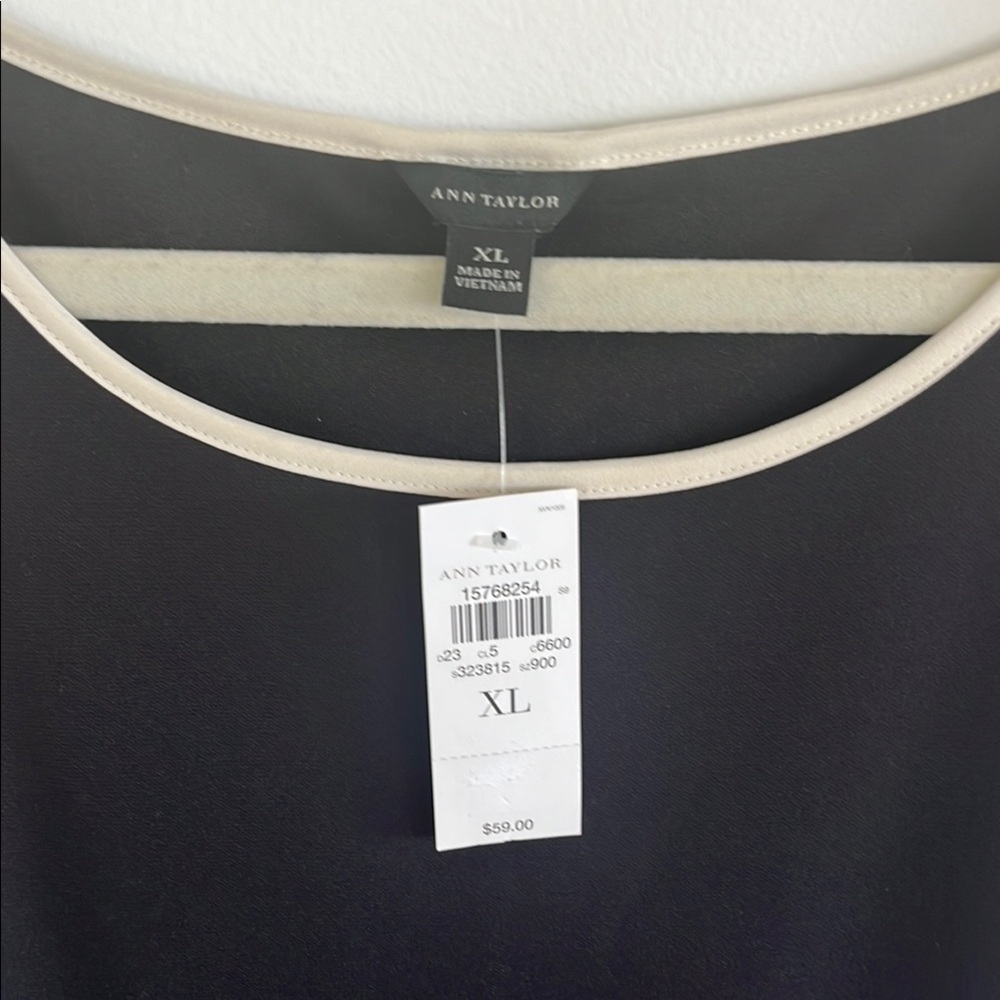 Ann Taylor Black and Crème Layered Sleeveless Blouse XL - Picture 2 of 5